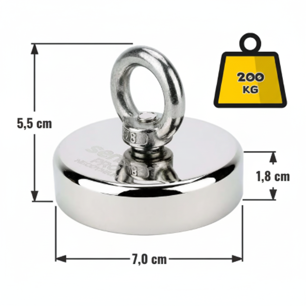 Zestaw Magnes Neodymowy N52 – Udźwig 200 kg