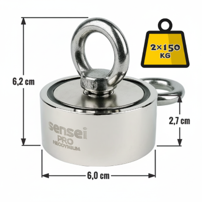 Zestaw Magnes Neodymowy Dwustronny N52 – Udźwig 2x150 kg