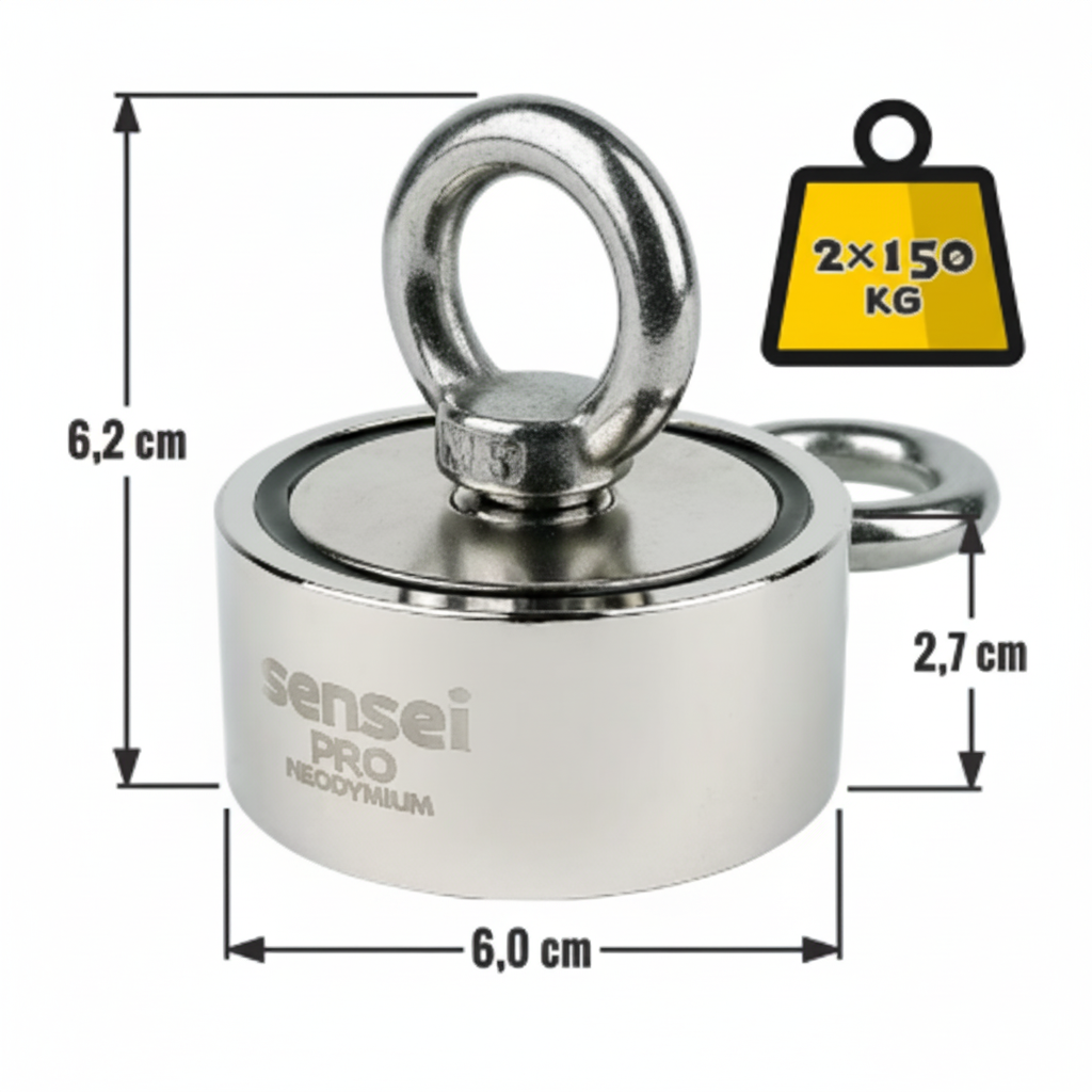 Magnes Neodymowy Dwustronny N52 – Udźwig 2x150 kg