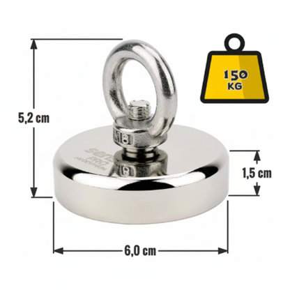 Zestaw Magnes Neodymowy N52 – Udźwig 150 kg