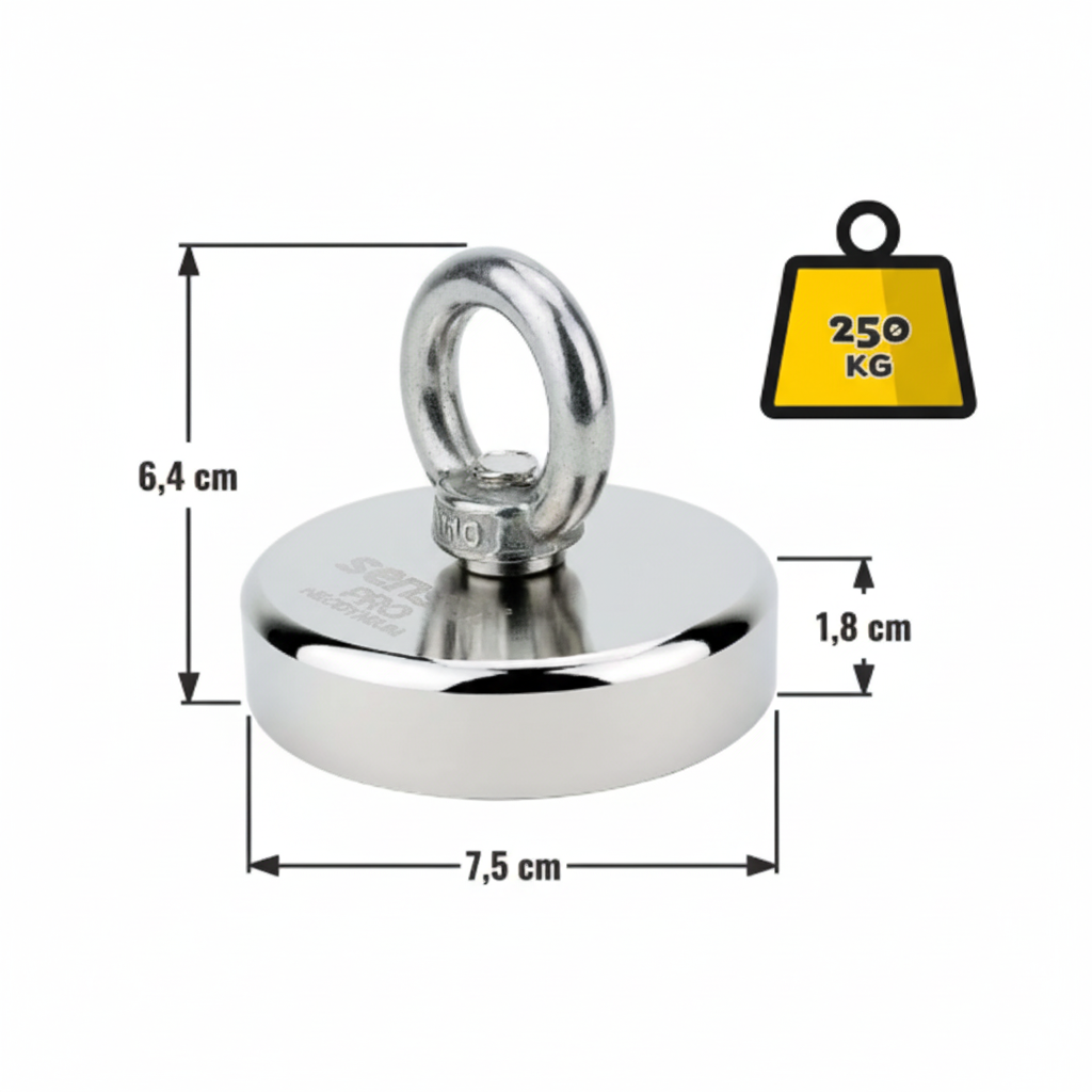 Zestaw Magnes Neodymowy N52 – Udźwig 250 kg