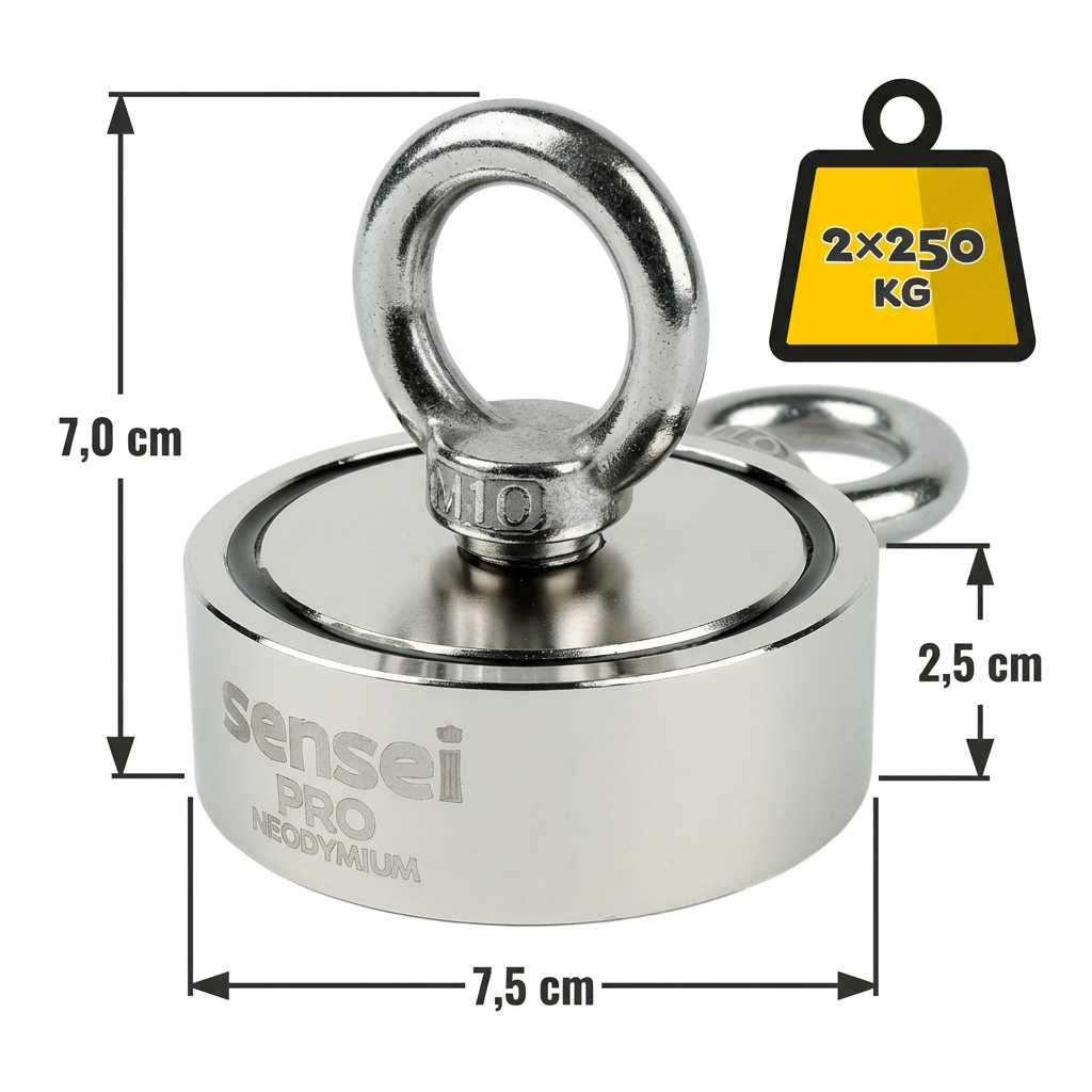 Zestaw Magnes Neodymowy Dwustronny N52 – Udźwig 2x250 kg