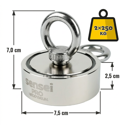 Magnes Neodymowy Dwustronny N52 – Udźwig 2x250 kg