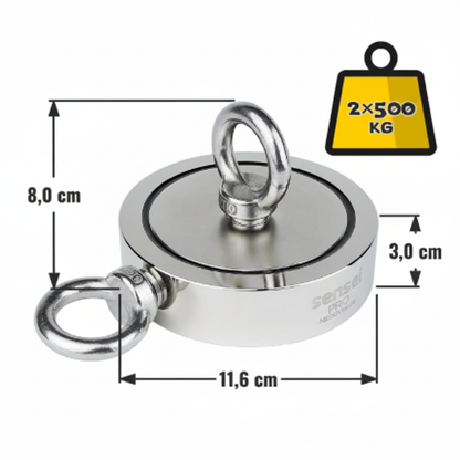 Zestaw Magnes Neodymowy Dwustronny N52 – Udźwig 2x500 kg