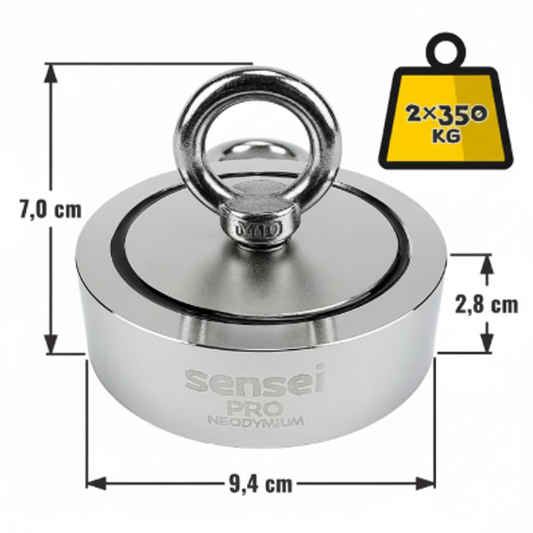 Magnes Neodymowy Dwustronny N52 – Udźwig 2x350 kg